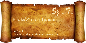 Szakács Tivadar névjegykártya